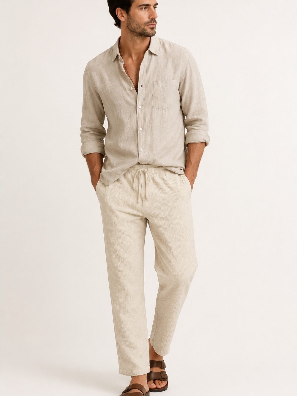 Onia Textured Cotten Blend Pull On Pants- Resort Wear Casual
